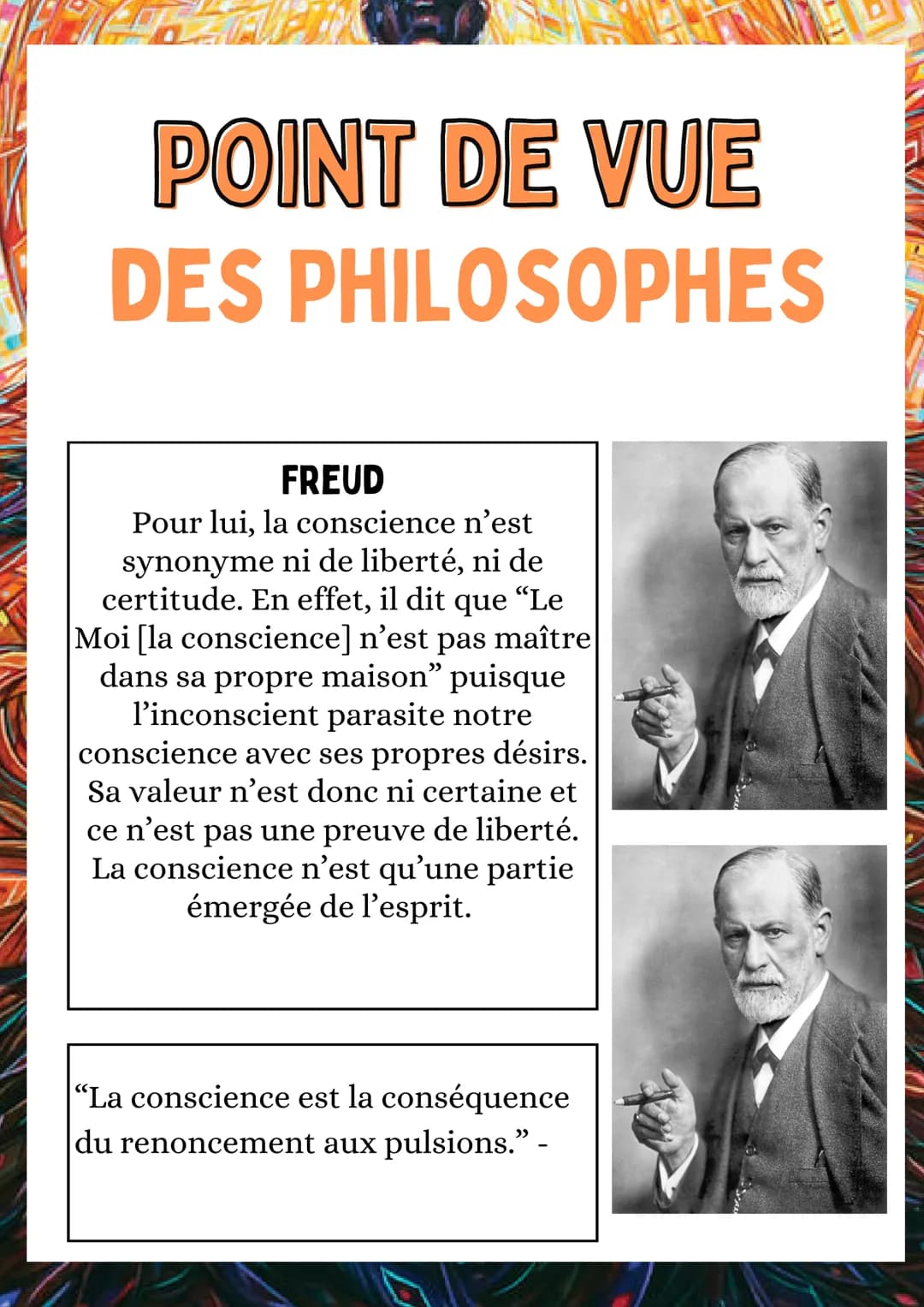 LA CONSCIENCE
3 TYPES DE CONSCIENCE
Conscience spontanée :
Être en éveil - L'animal
possède aussi cette
conscience
Conscience réfléchi :
Je 