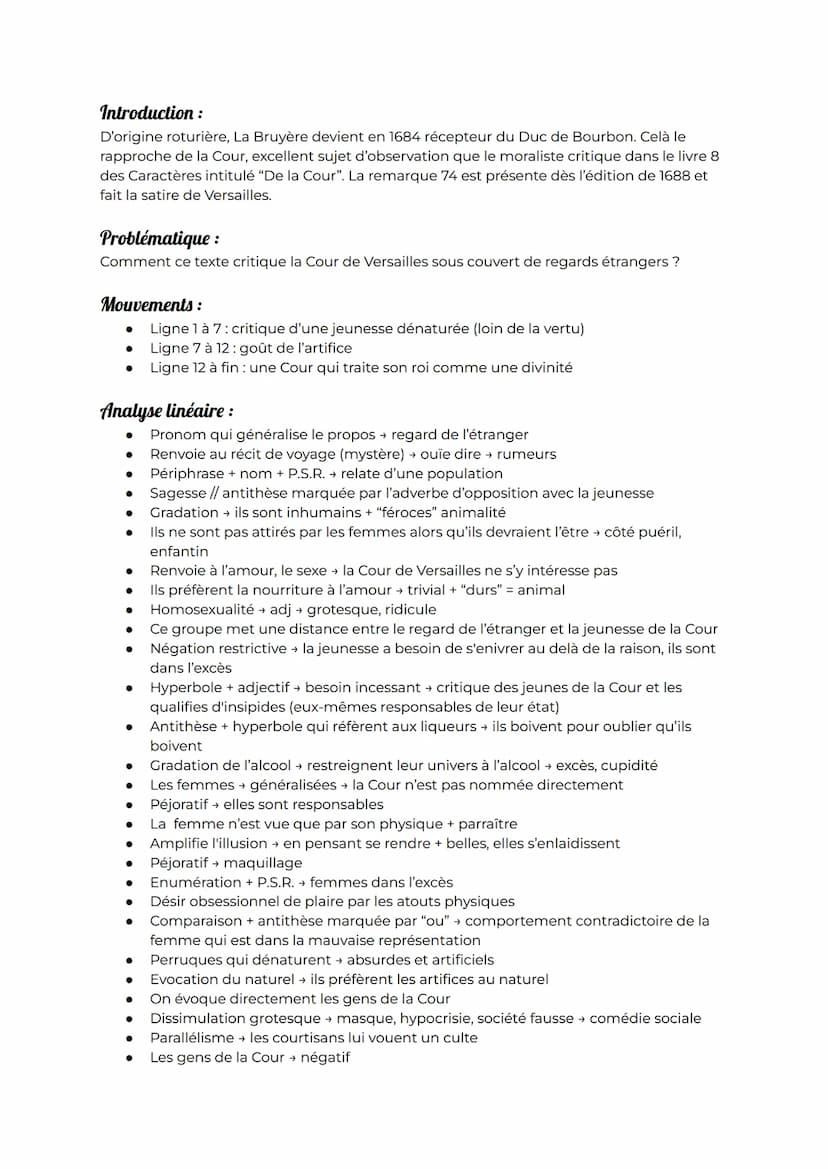 OBJET D'ÉTUDE : La littérature d'idées du XVI° au XVII° siècle - Parcours
associé : La comédie sociale
Étude linéaire 17: La Bruyère, Les ca