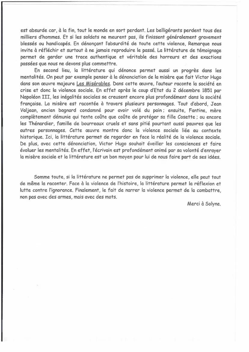 Sujet : Essai : Que peut la littérature face à la violence de l'histoire ?
HLP terminale: correction de l'essai
Dans l'histoire humaine, la 