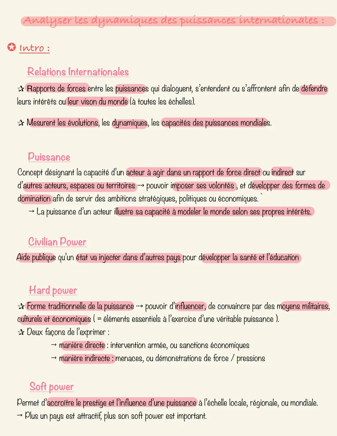 HGGSP 1°
2021-2022 Analyser les dynamiques des puissances internationales :
Intro:
Relations Internationales
Rapports de forces entre les pu