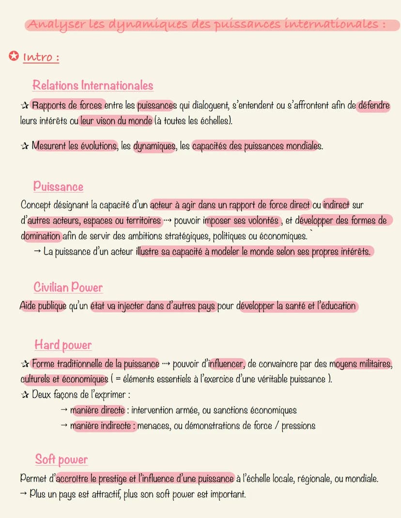 HGGSP 1°
2021-2022 Analyser les dynamiques des puissances internationales :
Intro:
Relations Internationales
Rapports de forces entre les pu