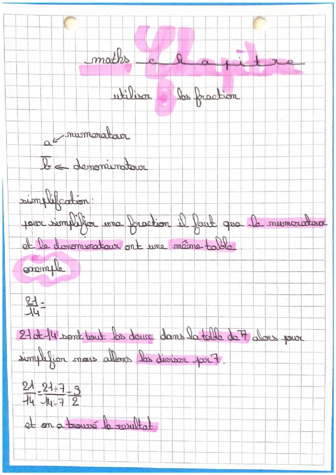 Utiliser l’es fraction 