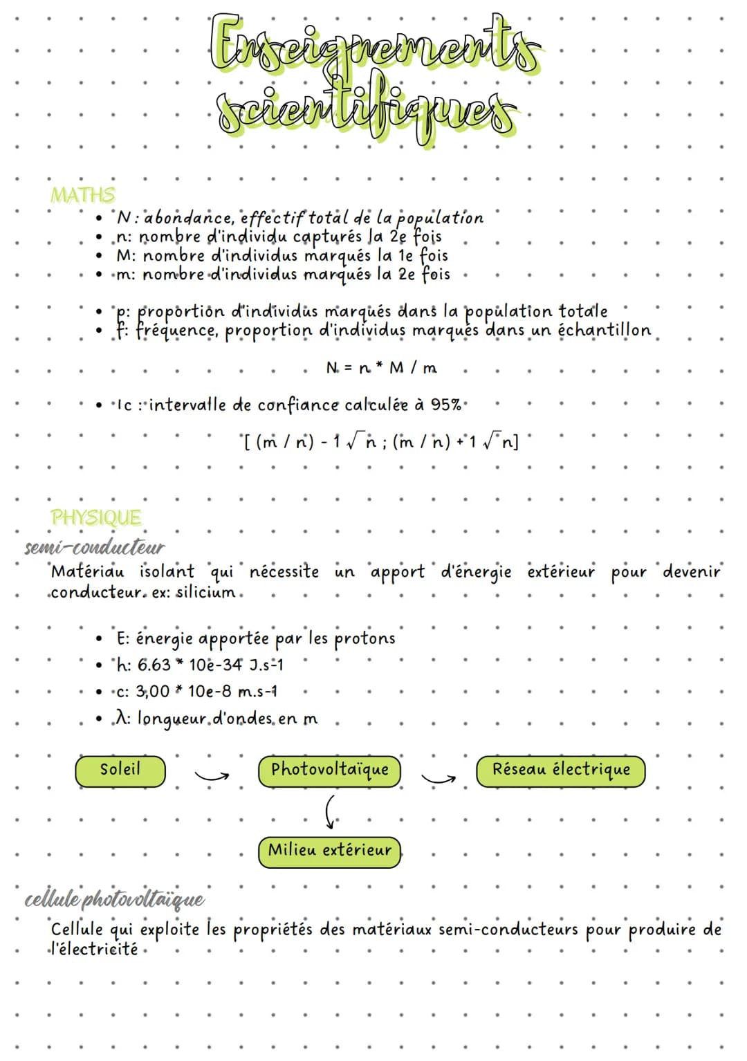 MATHS
Enseignements
Scientifiques
N: abondance, effectif total de la population
•n: nombre d'individu capturés la 2e fois
M: nombre d'indivi