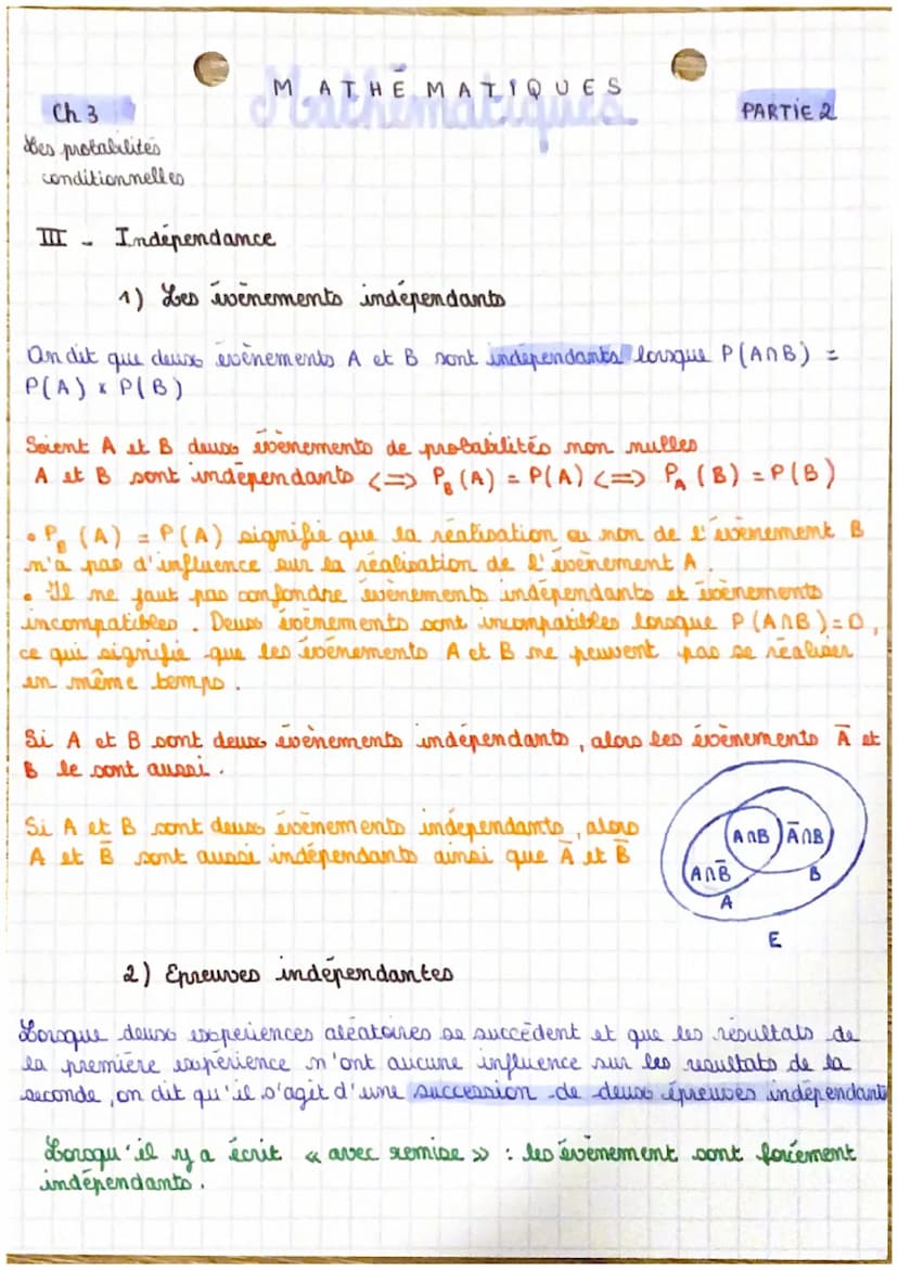 Ch 3
Les probabilités
conditionnelles
I Probabilite conditionnelle.
-
·
MATHEMATIQUES
MATH
1) Probabilité de B sachant A
Tout au long de ce 