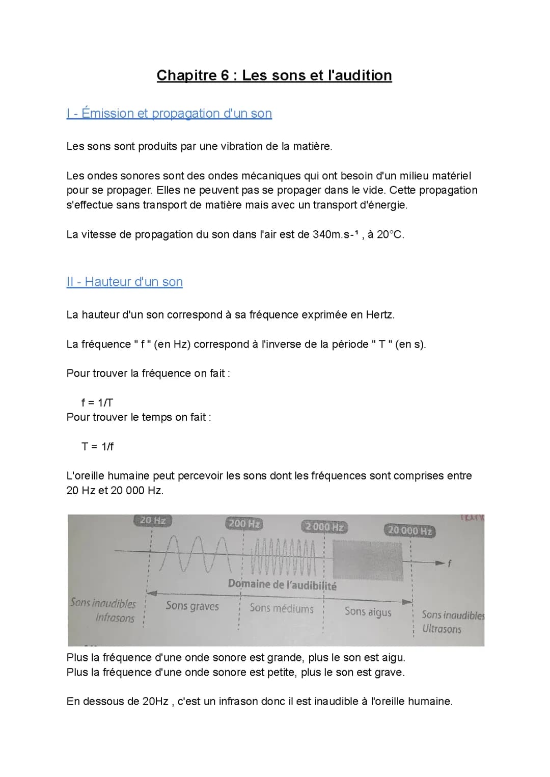 Chapitre 6 : Les sons et l'audition 