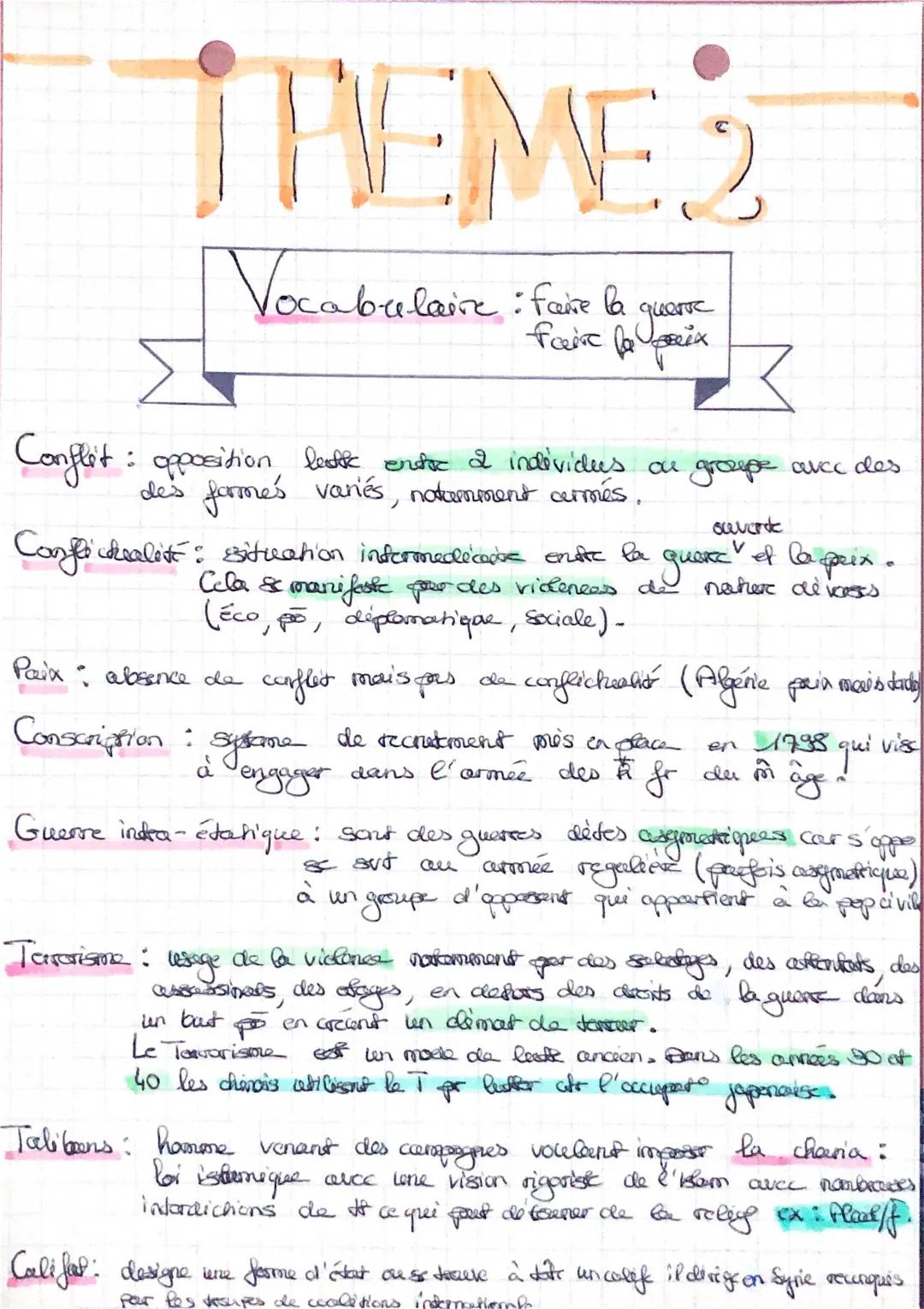 Fiche Révision: Faire la Guerre, Faire la Paix HGGSP - PDF et Définitions