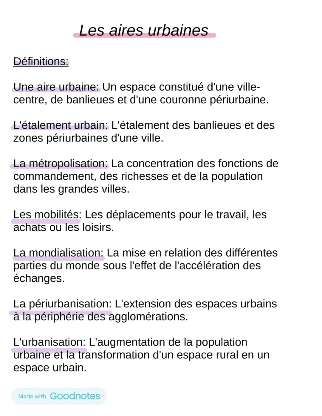 Aire urbaine 3e