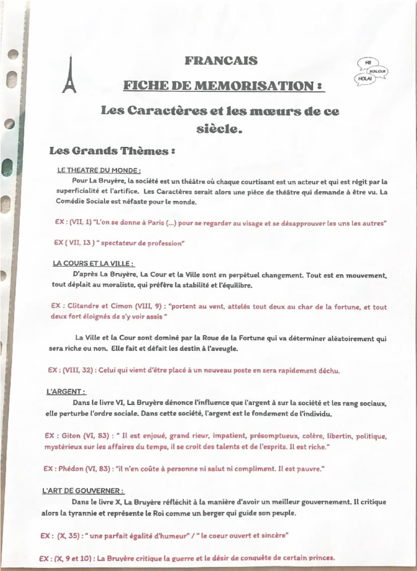 FRANCAIS
FICHE DE MEMORISATION:
Les Caractères et les mœurs de ce
siècle.
Introduction :
Ecrit par Jean de La Bruyère
H
BONJOUR
HOLA!
--> Né