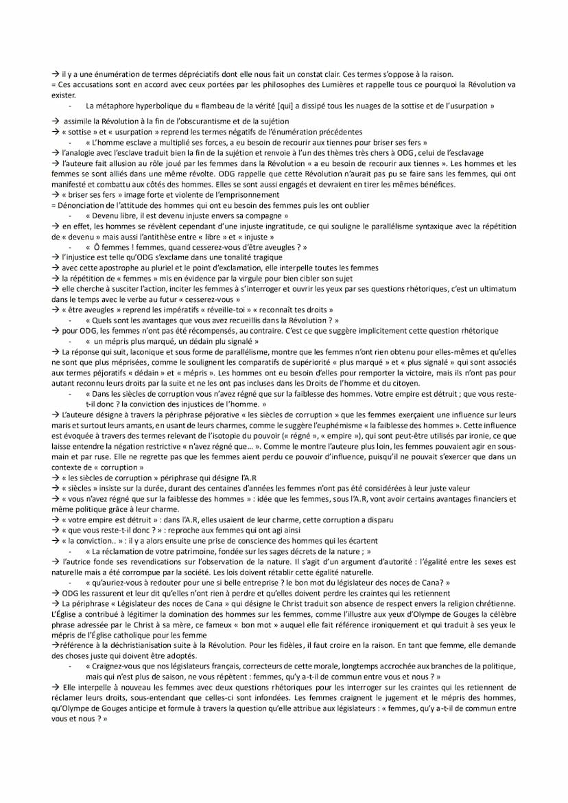 Objet d'étude n°2: La Littérature d'idée du XVIe au XVIIIe siècle
Olympe de Gouges, La Déclaration des Droits de la Femme et de la Citoyenne