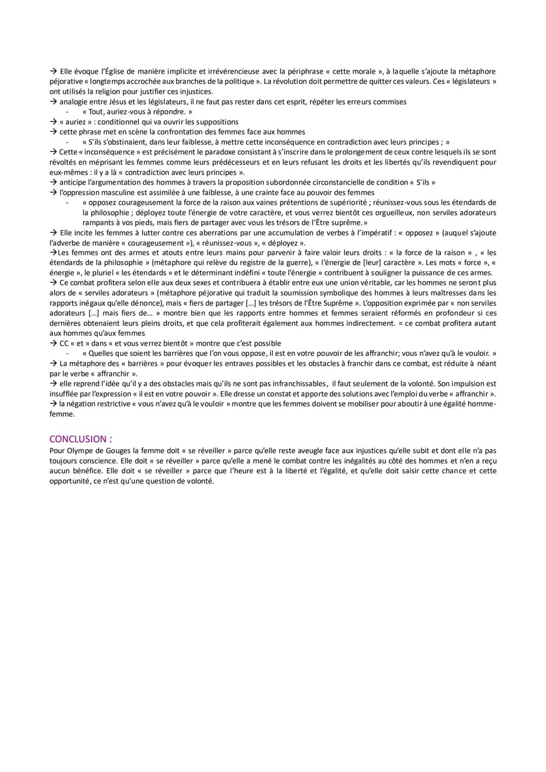 Objet d'étude n°2: La Littérature d'idée du XVIe au XVIIIe siècle
Olympe de Gouges, La Déclaration des Droits de la Femme et de la Citoyenne