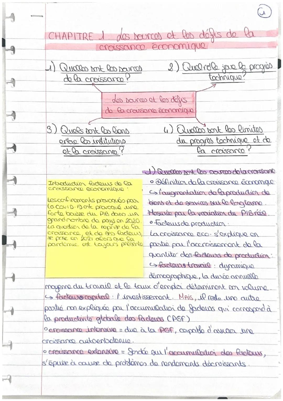 CHAPITRE des sources et les défis de la
(croissance économique.
2) Quel role joue le progrès
4) Quelles sont les sources
de la croissance?
L