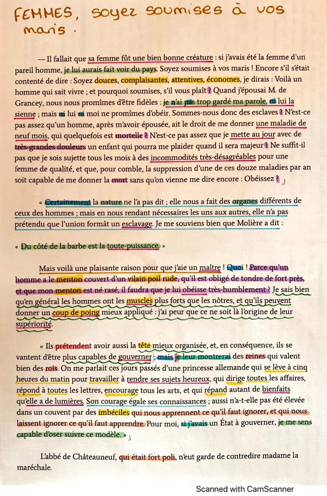 FEMMES, soyez soumises à vos
manis.
- Il fallait que sa femme fût une bien bonne créature: si j'avais été la femme d'un
pareil homme, je lui