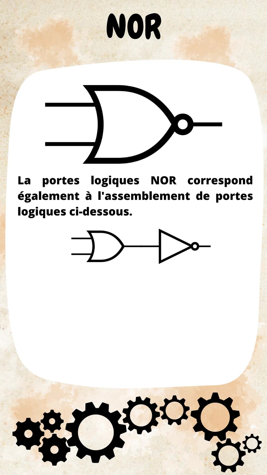 Portes logiques
Circuit électronique réalisant
des opérations logiques sur une
séquence de bits
Elle ont une désignation, un
symbole et une 