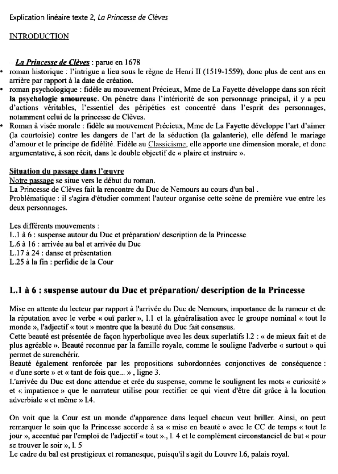 La Princesse de Clèves : Analyse Linéaire et Résumé Facile