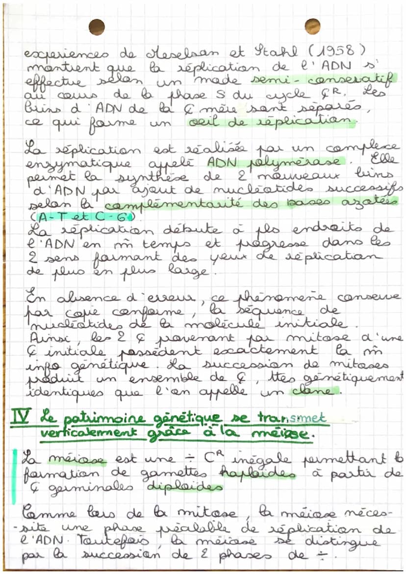 CHAP 1
transmission de l'info
génétique
Après la fécondation, on observe le formation
une I seuf, appelée zygote. Cette &
se duise très rapi