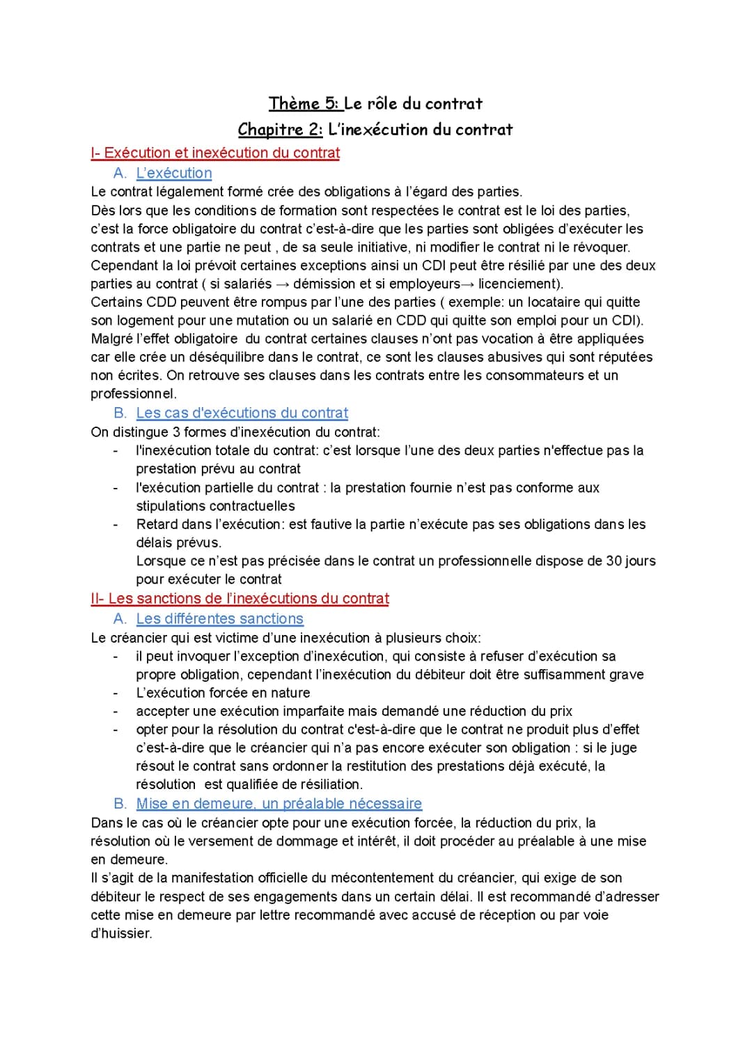 L'inexécution du contrat : Définition, Types et Sanctions - Cours et PDF