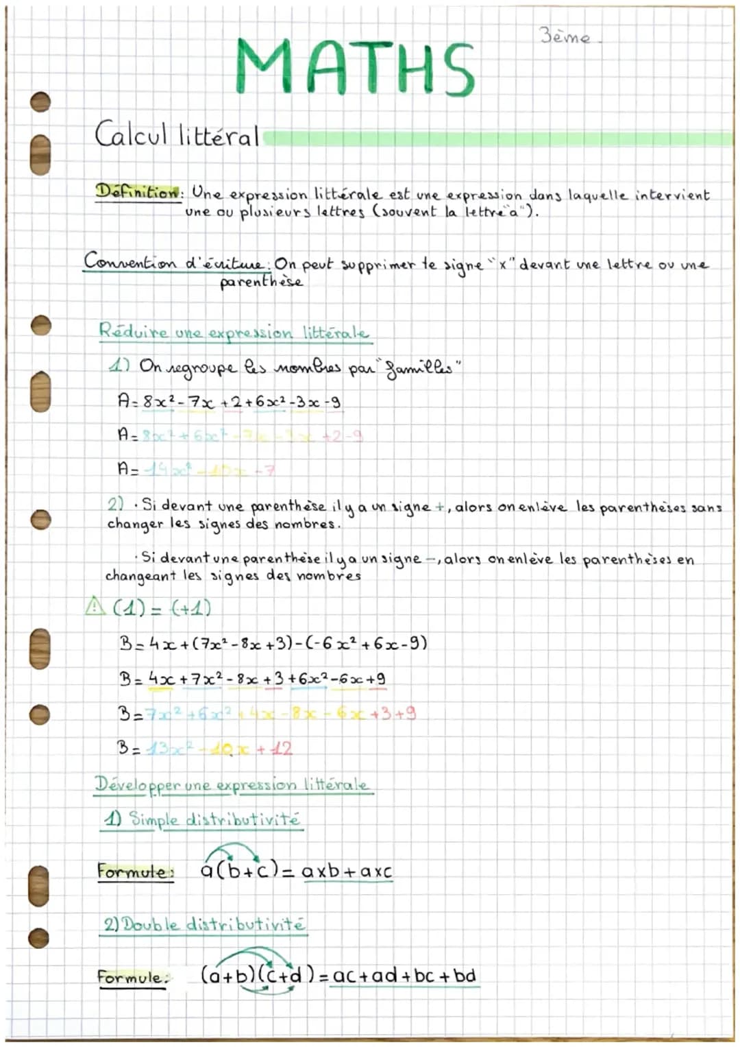 Mathématiques/Calcul littéral-3ème
