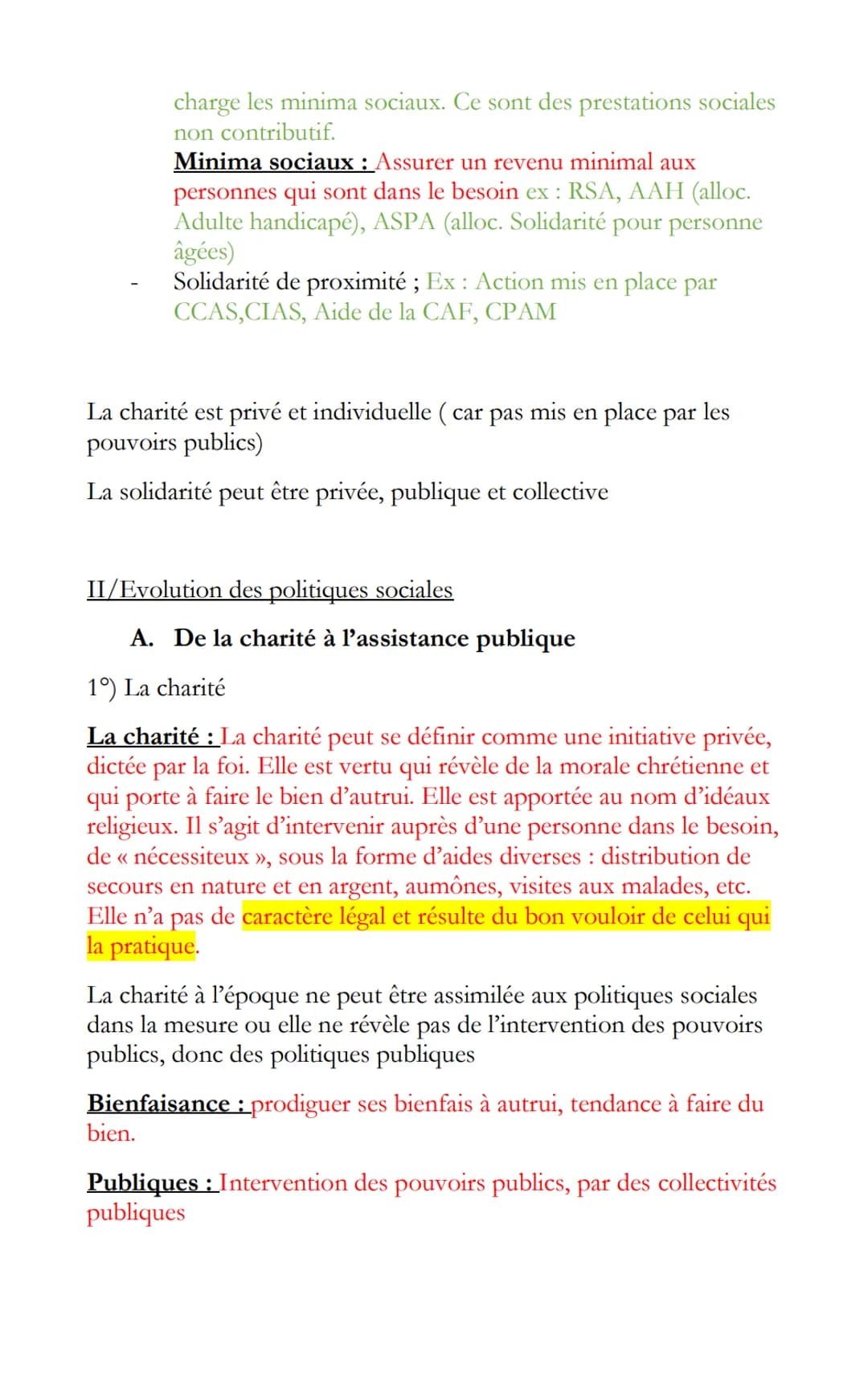 STSS
Chapitre 6: Politique sociales : Une action sociale en
direction des usagers
I/politiques sociales et principes de solidarité
A. Défini