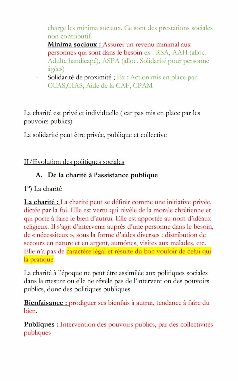 STSS
Chapitre 6: Politique sociales : Une action sociale en
direction des usagers
I/politiques sociales et principes de solidarité
A. Défini