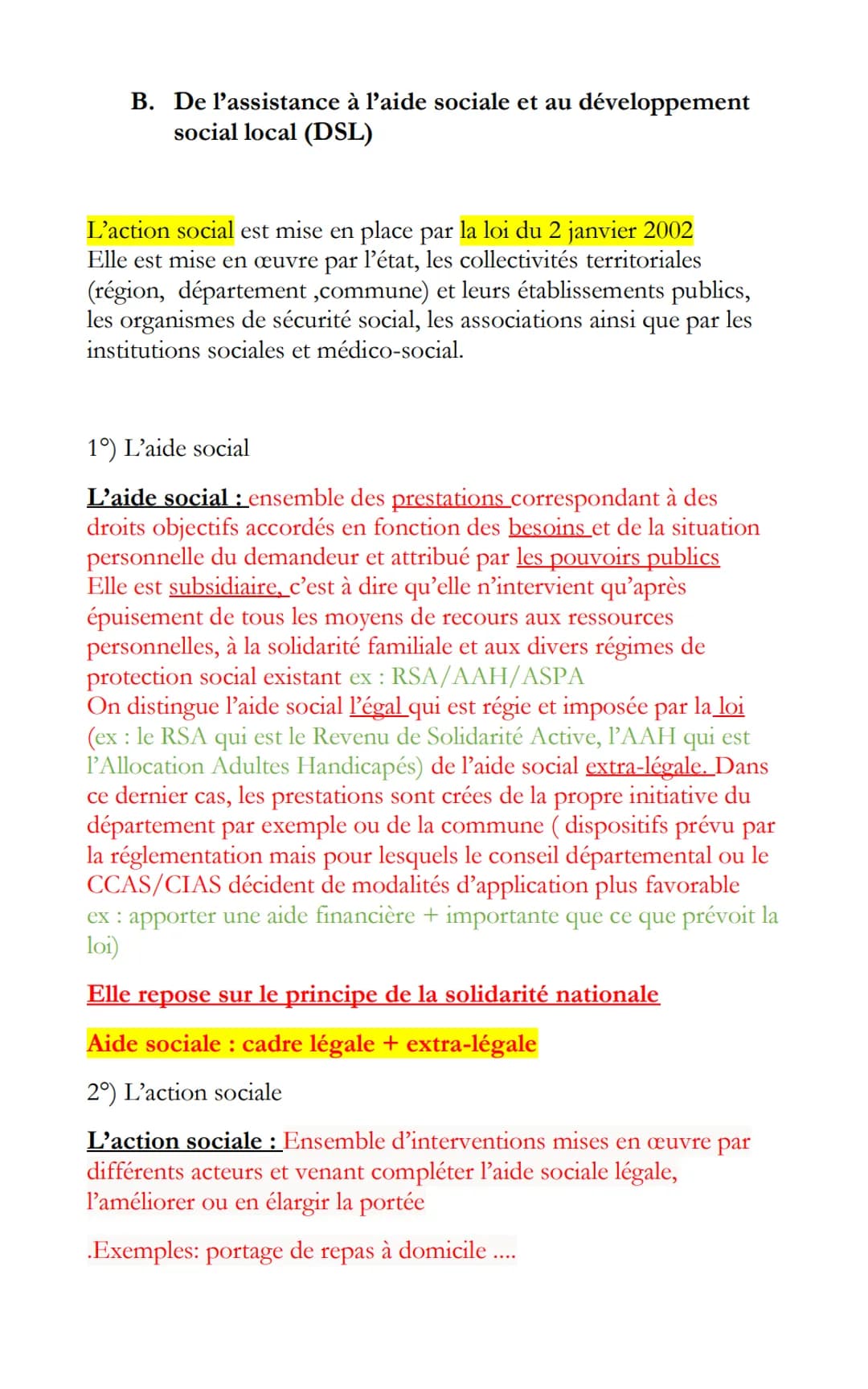 STSS
Chapitre 6: Politique sociales : Une action sociale en
direction des usagers
I/politiques sociales et principes de solidarité
A. Défini