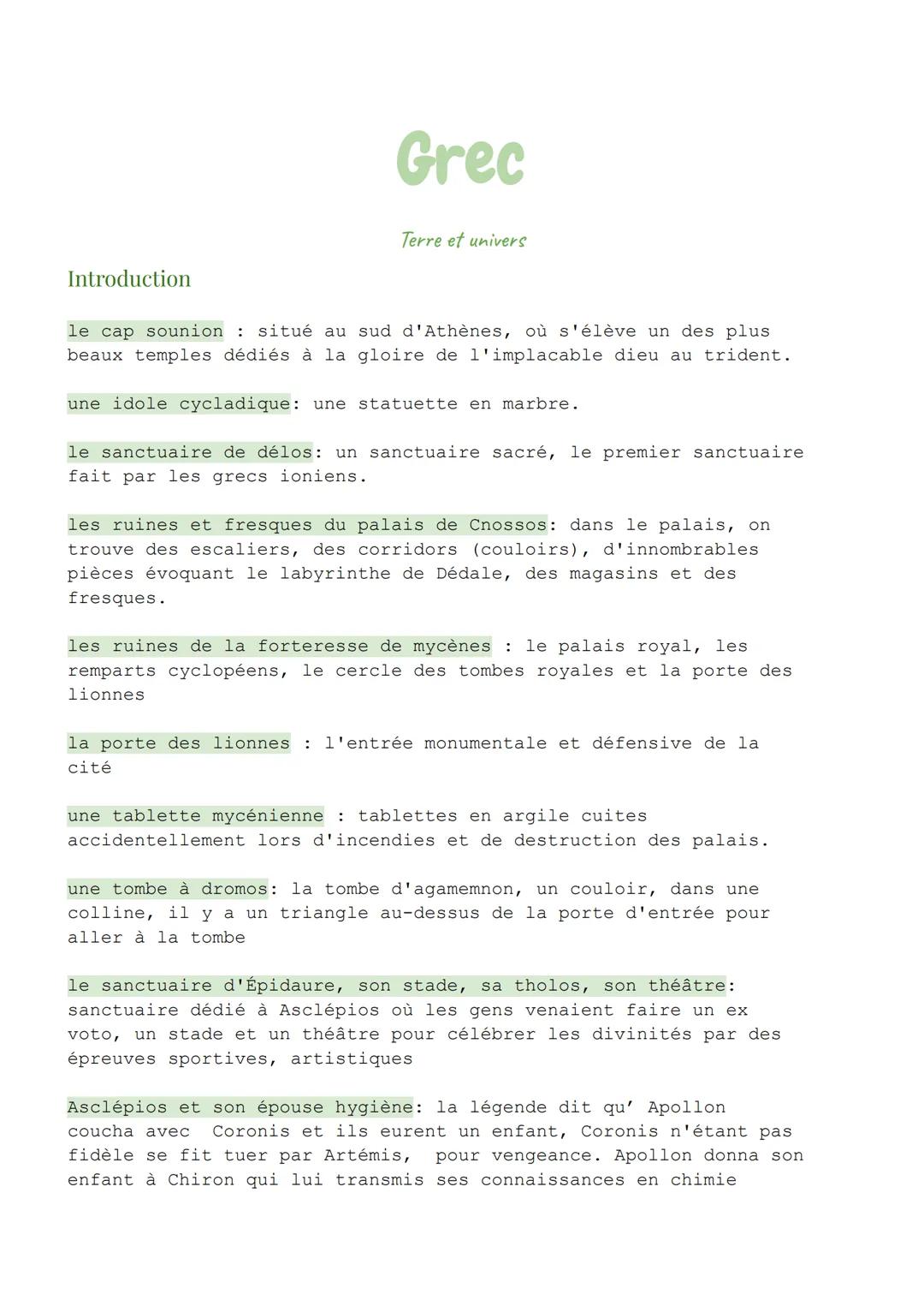 # Grec

Terre et univers

Introduction

le cap sounion situé au sud d'Athènes, où s'élève un des plus
beaux temples dédiés à la gloire de l'