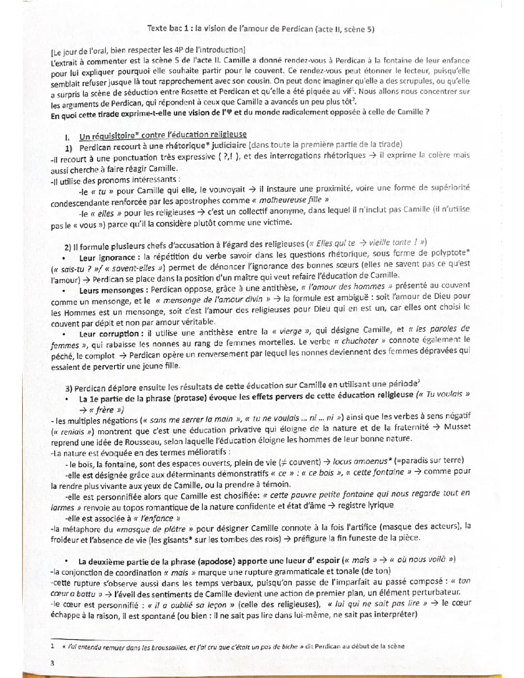 Analyse linéaire texte Bac 1