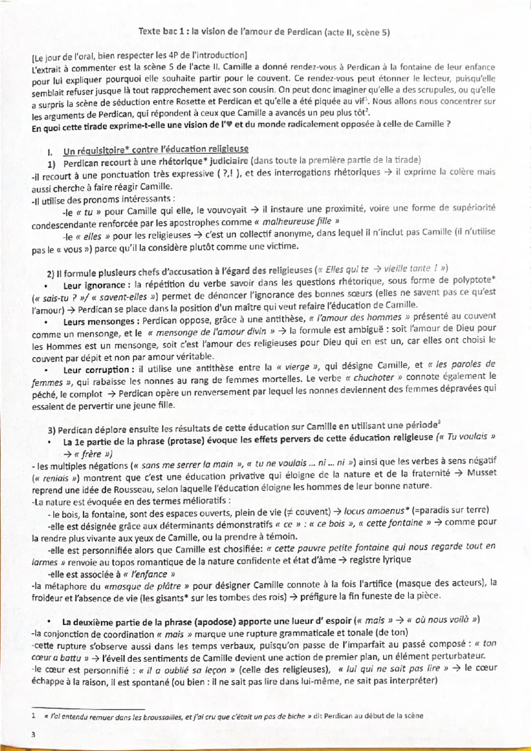 Texte bac 1: la vision de l'amour de Perdican (acte II, scène 5)
[Le jour de l'oral, bien respecter les 4P de l'introduction]
L'extrait à co