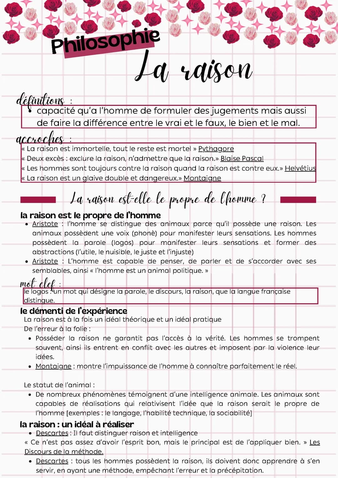 La raison - philosophie