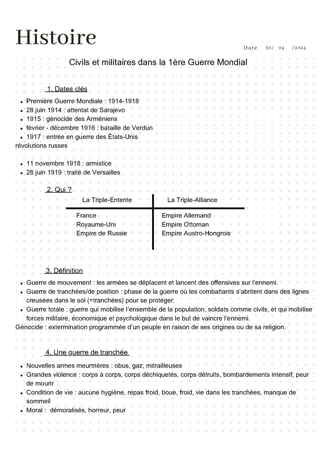 Fiche de révision histoire part. 1