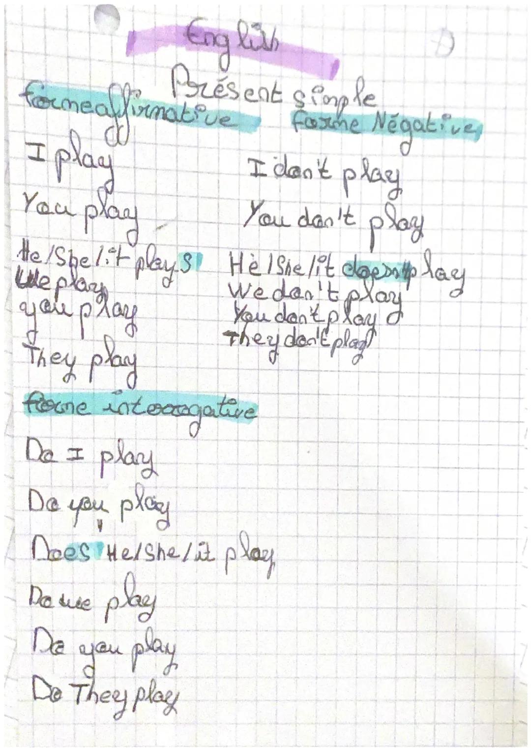 présent simple anglais 