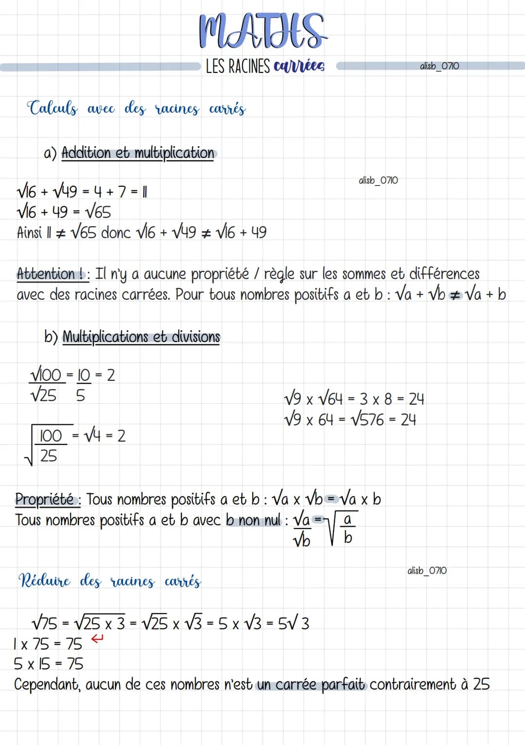 MATHS
LES RACINES carrées
rrrrr
√16 = 4
√25=5
Vo = 0
√1-1
√4=2
√9 = 3
√36 = 6
√49 = 7
√64 = 8
√81 - 9
=
✓100 = 10
√121 = 11
ross
√144 = 12
√