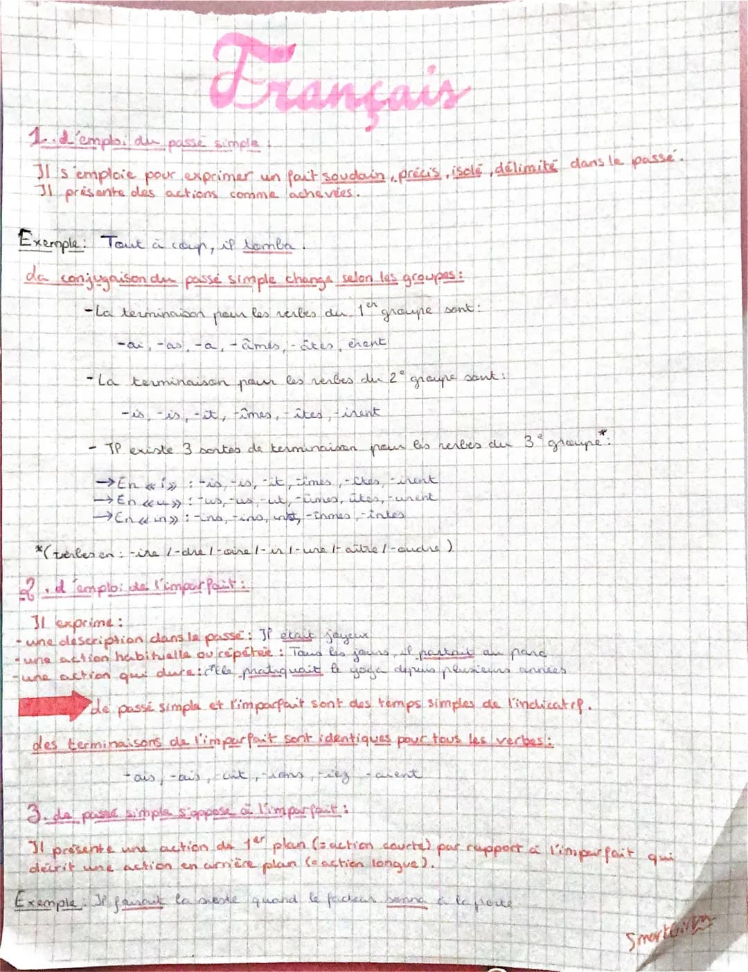 
<p>Le passé simple s'emploie pour exprimer un fait soudain, précis, isolé, délimité dans le passé. Il présente des actions comme achevées. 