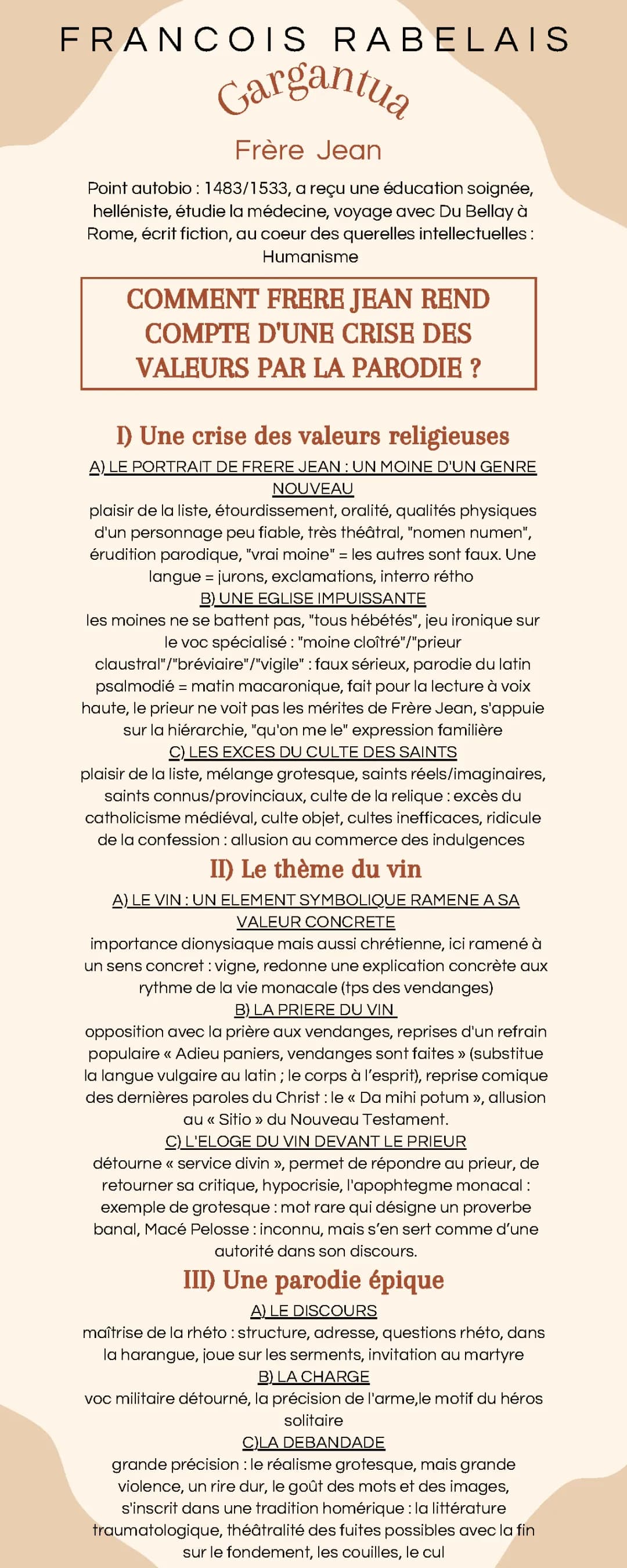 Frère Jean des Entommeures dans Gargantua : Analyse Linéaire Chapitre 27