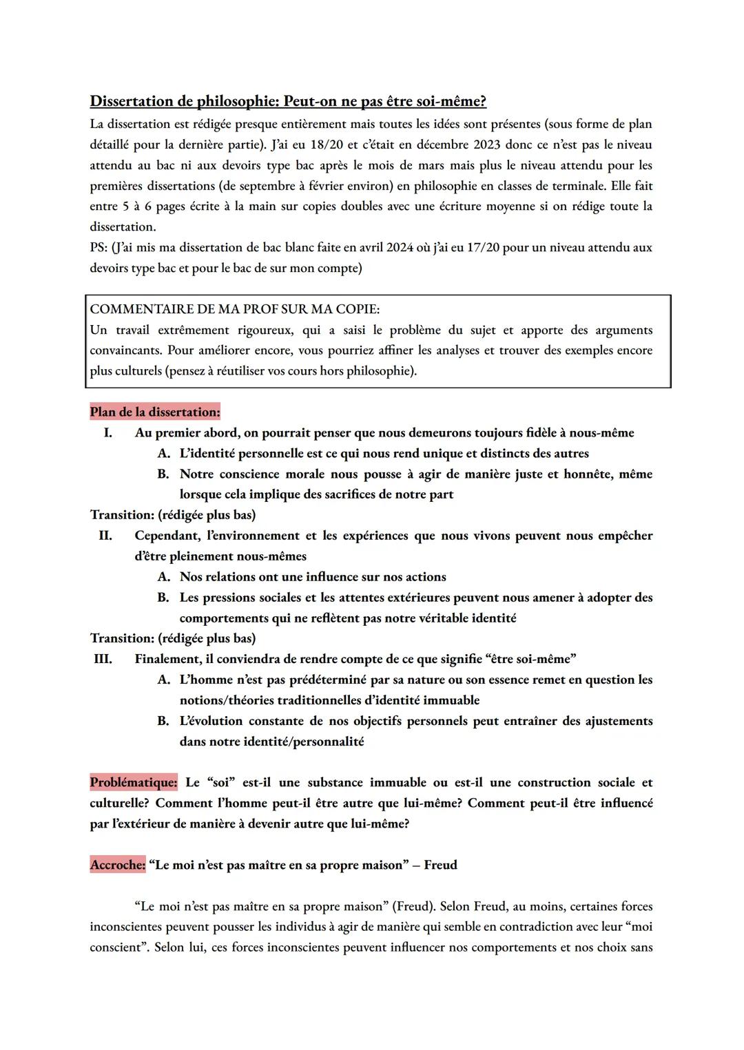# Dissertation de philosophie: Peut-on ne pas être soi-même?

La dissertation est rédigée presque entièrement mais toutes les idées sont pré