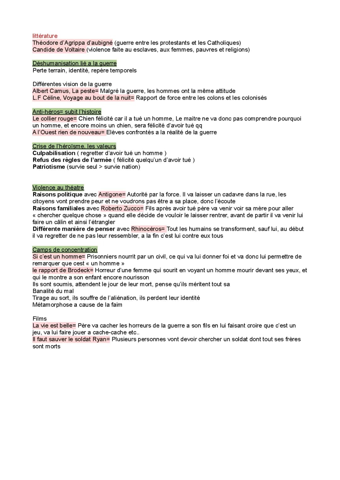 Histoire et violence HLP littérature