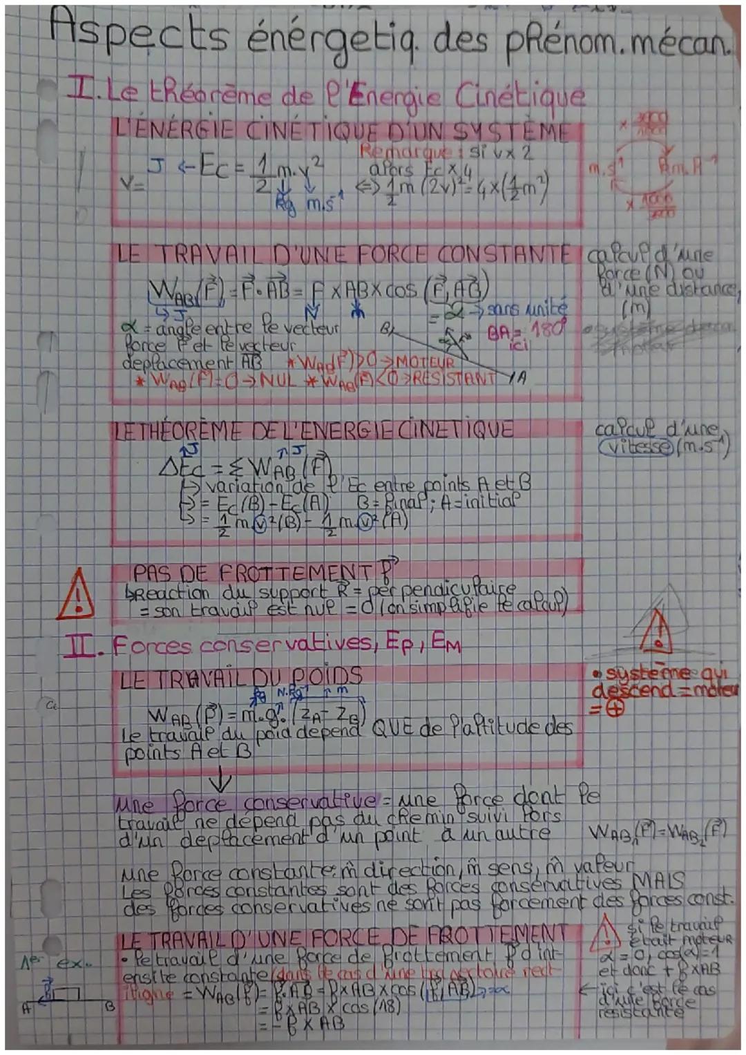 # Aspects énérgetiq. des prénom.mécan.

a
## I. Le théorème de l'Energie Cinétique
L'ÉNERGIE CINÉ TIQUE D'UN SYSTÈME

A
$V$
2
2
mis
emarque: