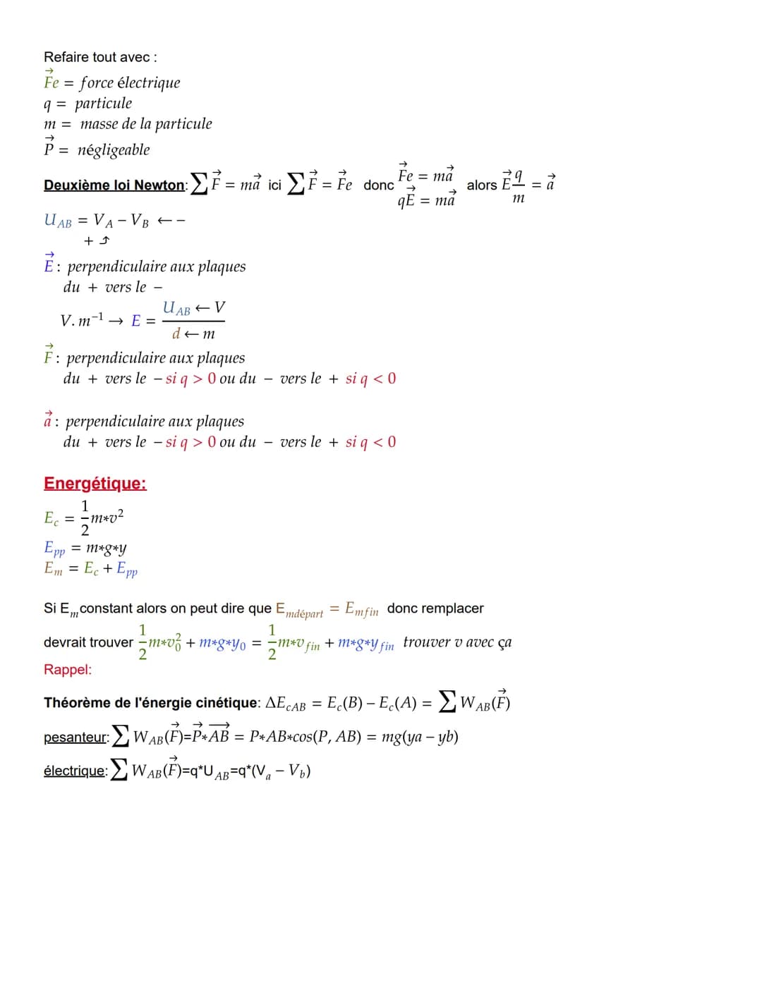 Champ de pesanteur:
→
Deuxième loi Newton: 7 = ma ici Σ7 = P donc
Déduire
| ax = 0
| ay = - g
| a₂ = 0
Ensuite a =
dom
dt
do
dt
donc y(x)=
y