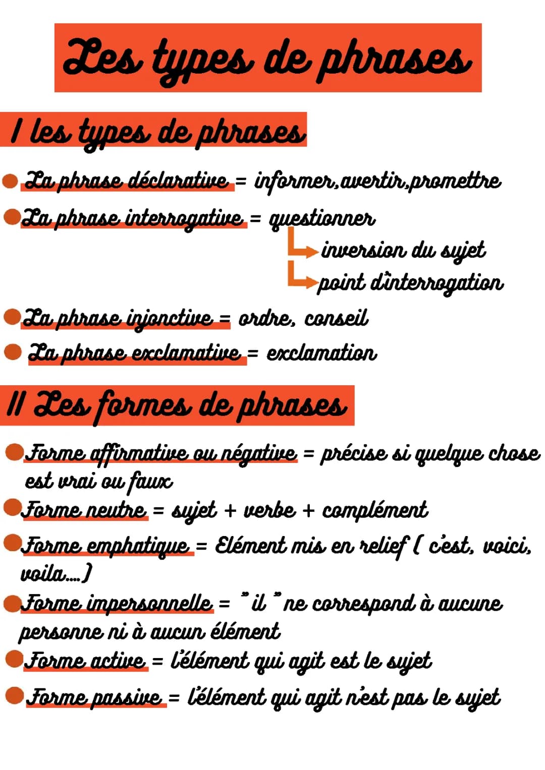 Français : Les types de phrases 