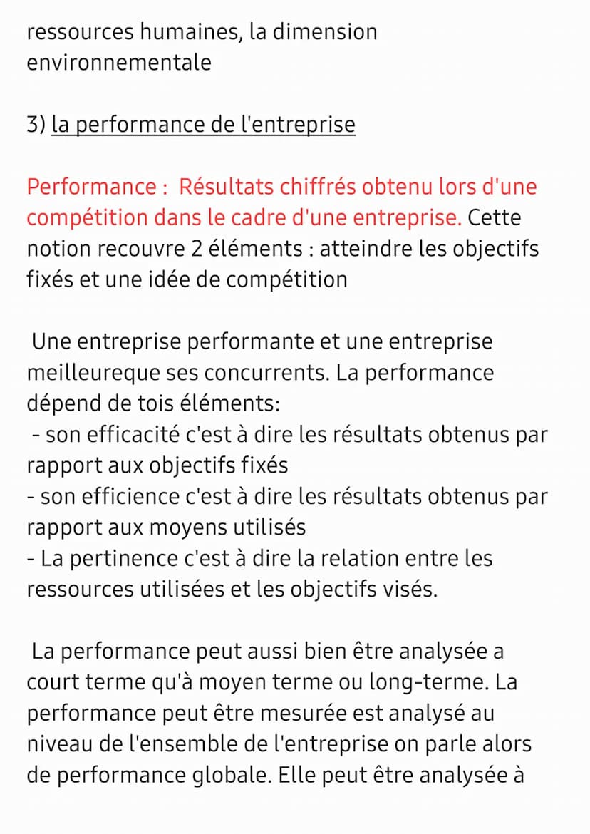 Chapitre : la finalité de l'entreprise et la
performance
1) Finalité » But > objectif
La finalité de l'entreprise: c'est la raison d'être de