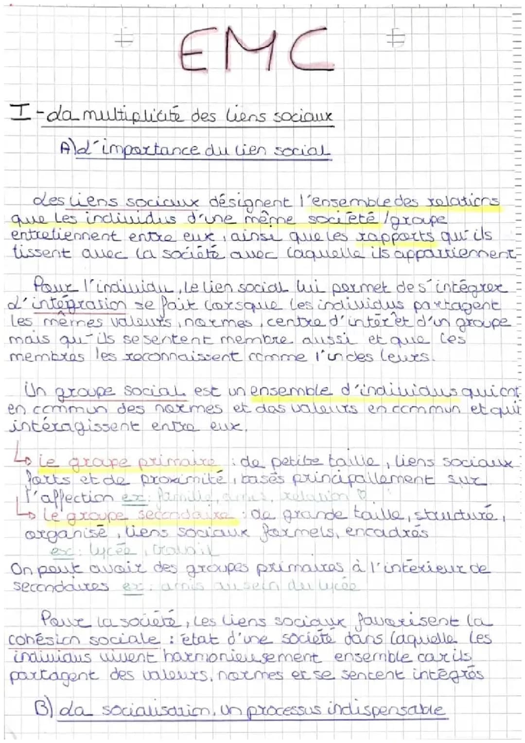 Les liens sociaux et la socialisation - EMC pour les jeunes