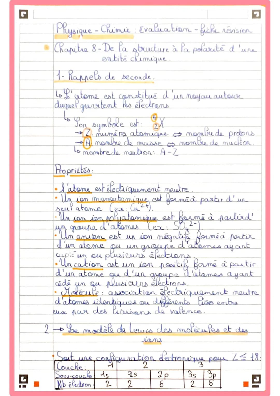 De la Structure à la Polarité des Entités Chimiques - Exercices Corrigés et Solubilité