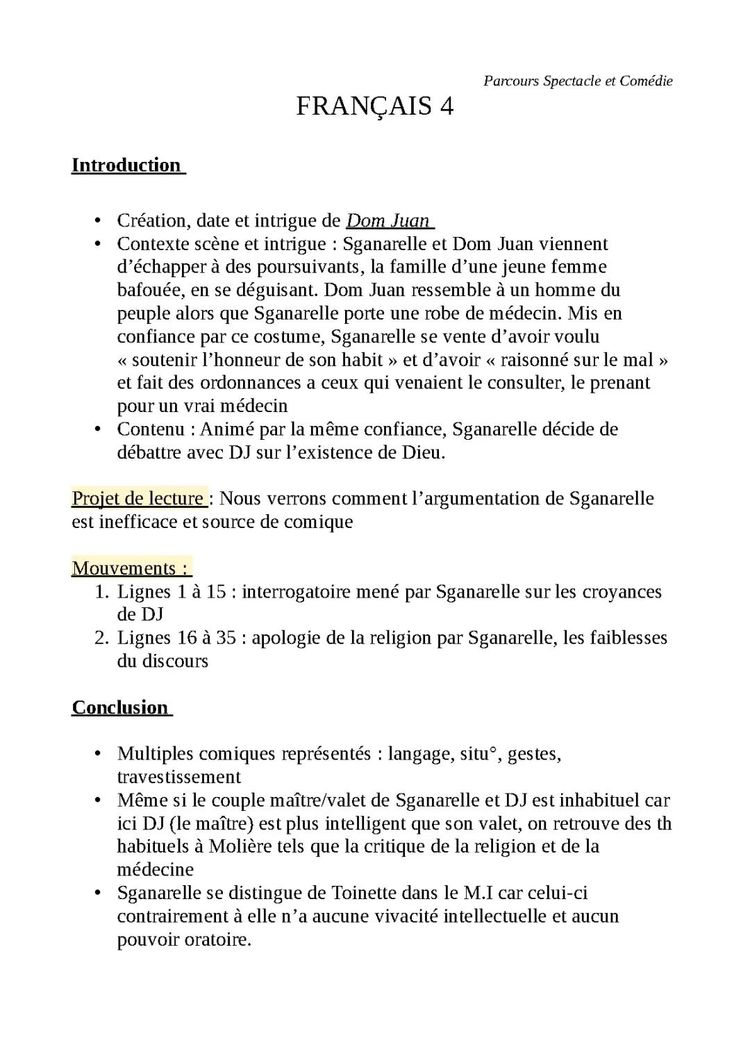 Explication linéaire Dom Juan ( Molière) 