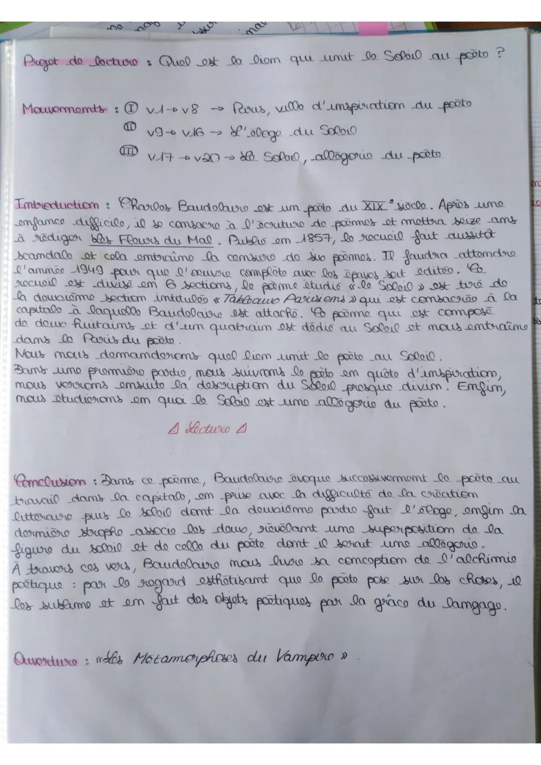 Projet de lecture : Quel est le liom qui unit le Soleil au poèto ?
na
Mouvements : @vl+v8 Paris, ville d'inspiration du pooto
(FD
L'olege du