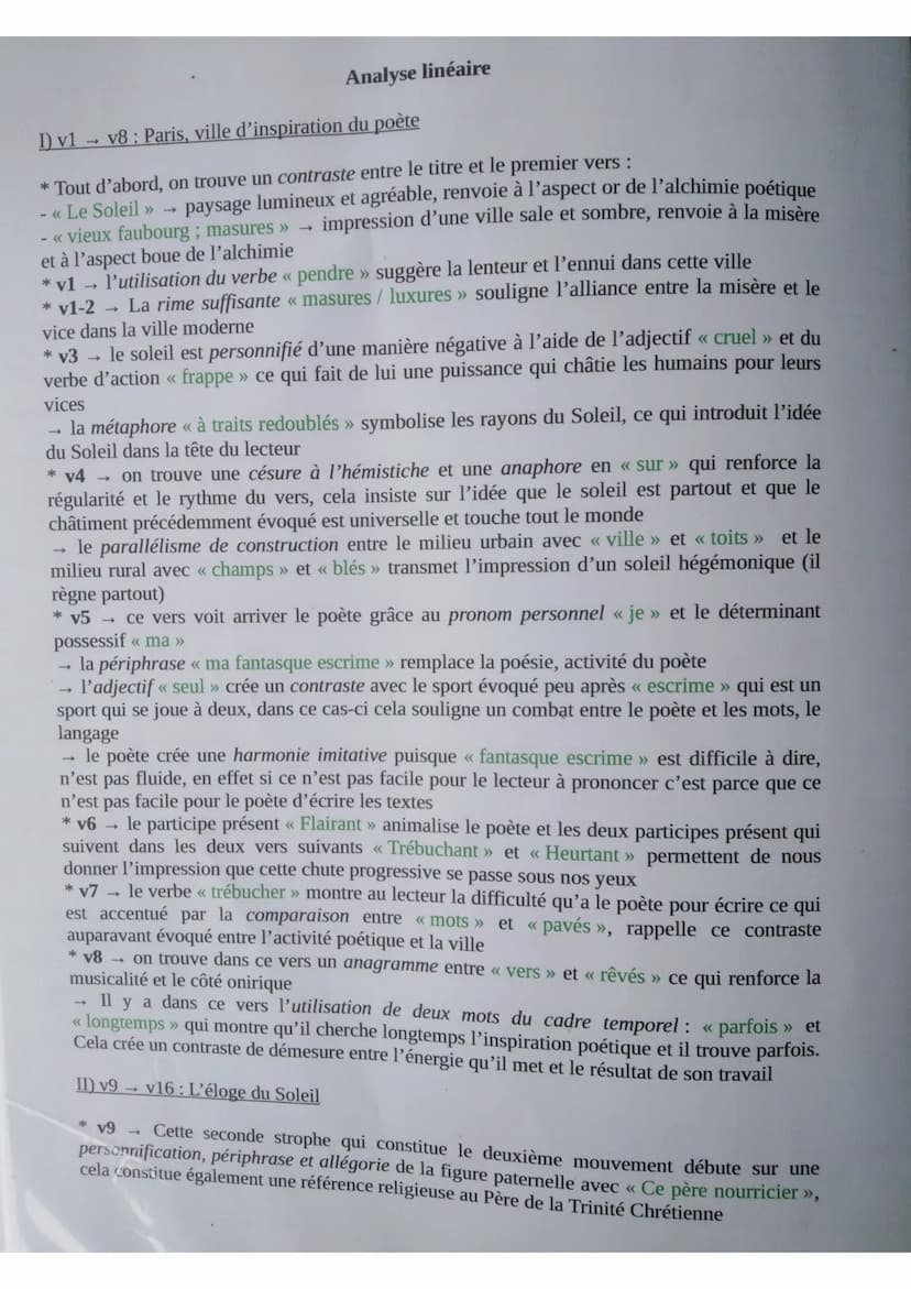 Projet de lecture : Quel est le liom qui unit le Soleil au poèto ?
na
Mouvements : @vl+v8 Paris, ville d'inspiration du pooto
(FD
L'olege du
