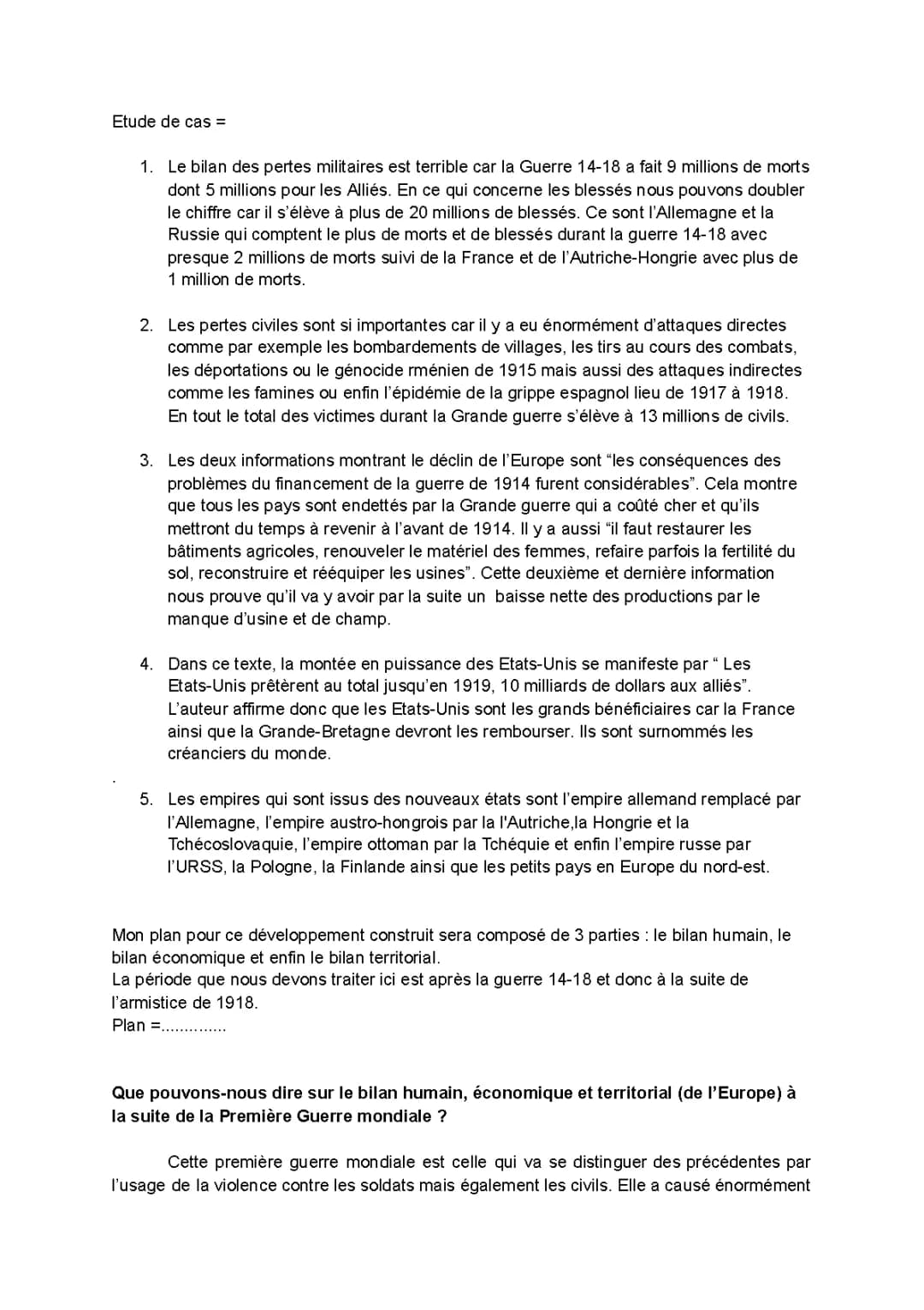 Les Conséquences de la Première Guerre Mondiale - Bilan Humain, Économique et Territorial