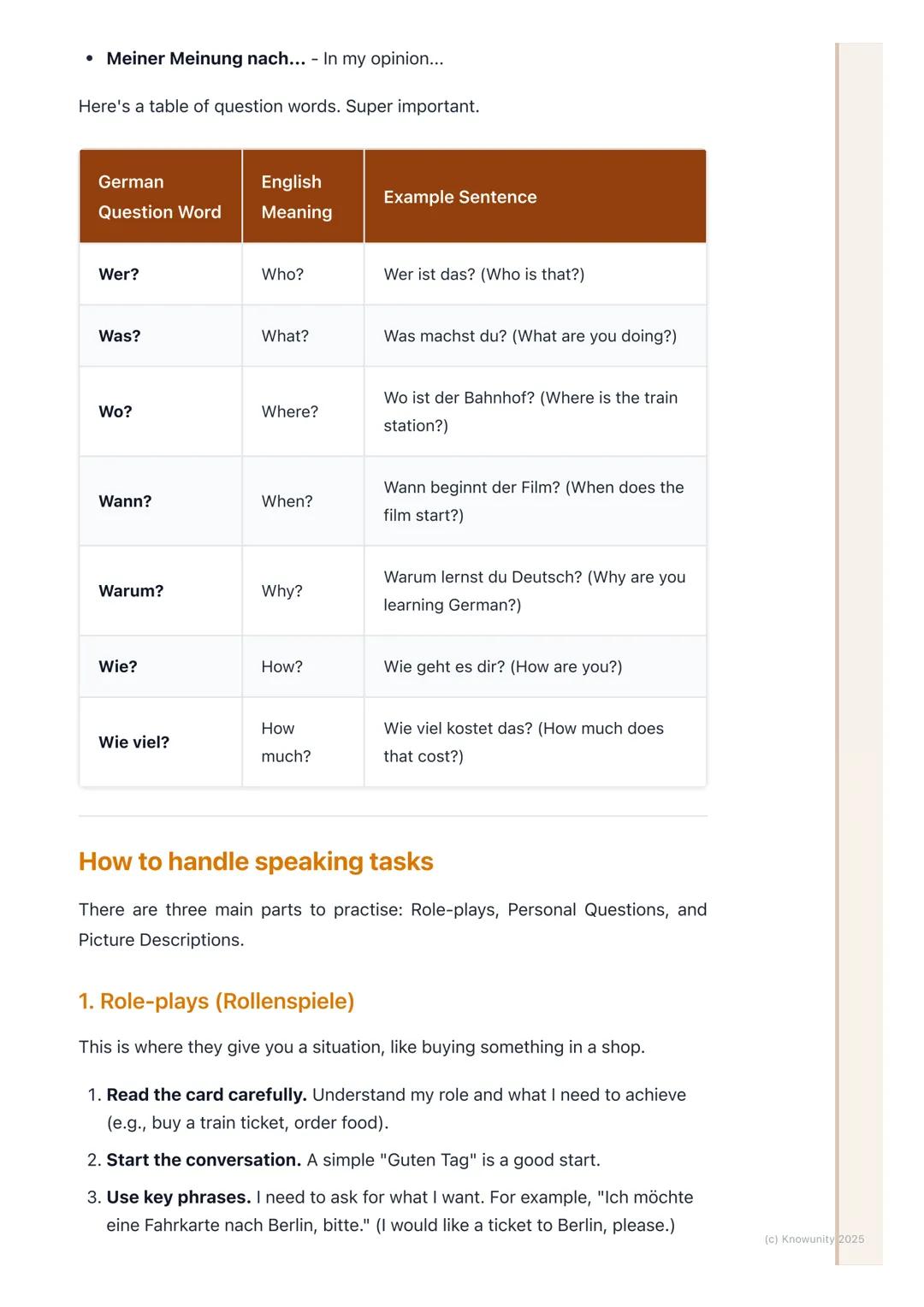 # Speaking Practice
(Sprechübungen)

Introduction to speaking practice

This is for the oral part of the exam. It's all about showing you ca