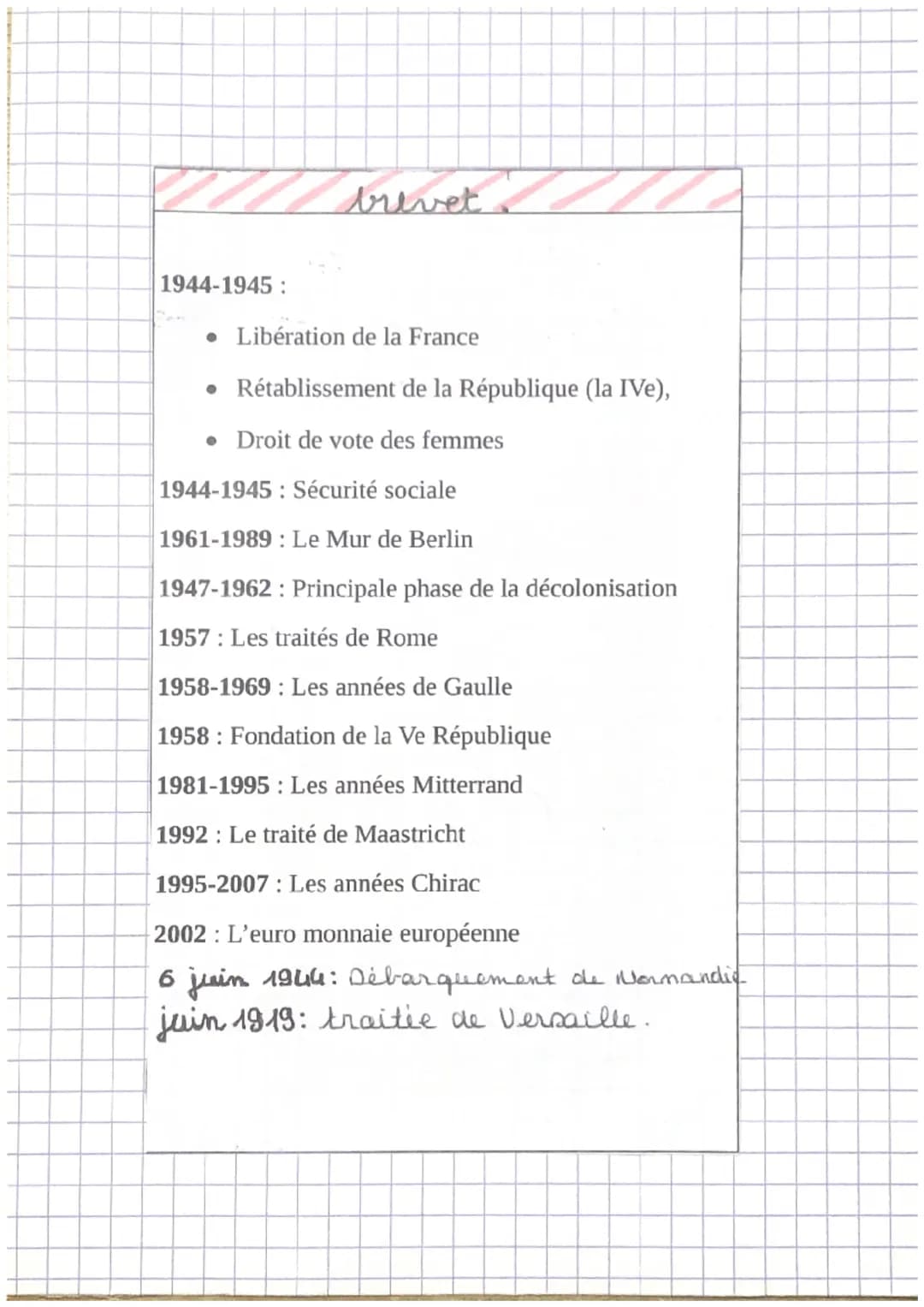 2
date
Histoire
a
savoir pour
brevet
te
M
1914-1918 La Première Guerre mondiale
1916: La bataille de Verdun
11 novembre 1918: Armistice de l