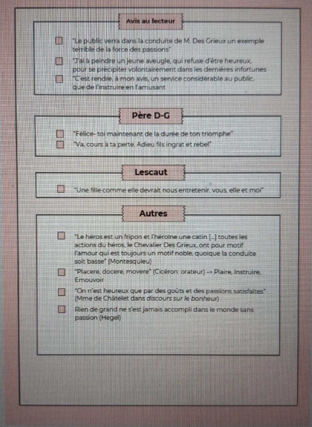 Citations Manon Lesccaut
Renoncour
☐ "On distingue au premier coup d'oeil un homme qui a de la
naissance et de l'éducation"
"Il y en avait u