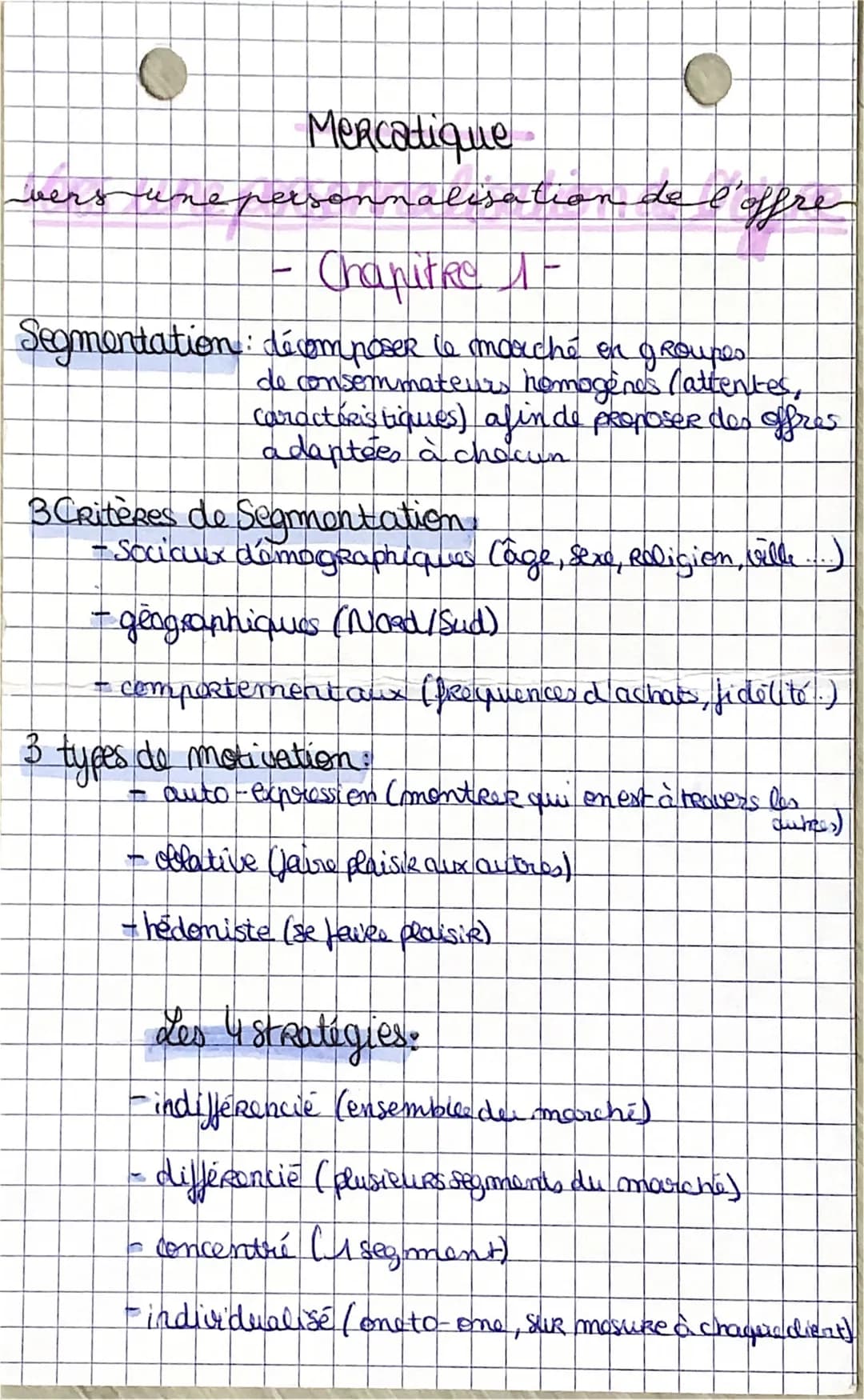 O
Mercatique
vers une personnalisation de l'offre
Chapitre 1-
Segmentation de composer le marche on groupes
1
de consommateurs homogènes (at