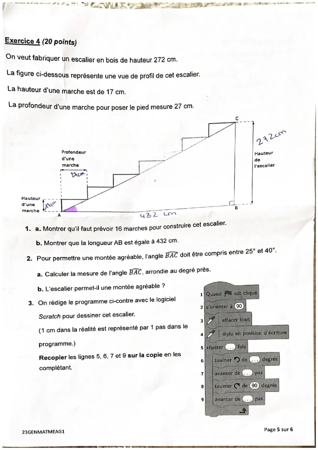 DIPLÔME NATIONAL DU BREVET
SESSION 2023
MATHÉMATIQUES
Durée de l'épreuve : 2 h 00
Série générale
23GENMATMEAG1
Dès que le sujet vous est rem